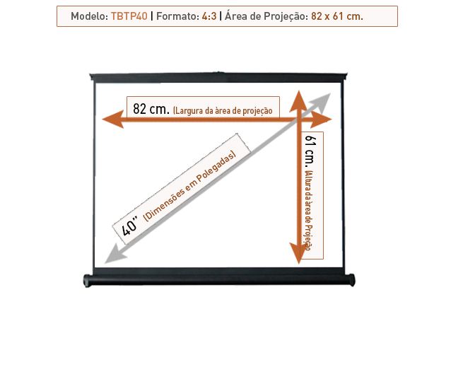 Tela de Projeção Mesa Modelo Tbtp40