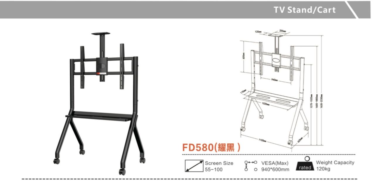 Suporte Móvel para Monitores/Tv FD580 55-100"