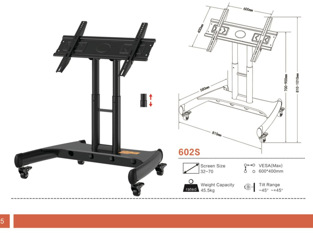 Suporte Totem Móvel para Monitores/Tv 602S 32-70"