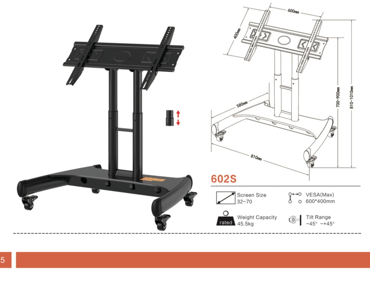 Suporte Totem Móvel para Monitores/Tv 602S 32-70"